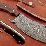 10.5" hand-forged Damascus butcher cleaver