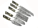 5 pcs Damascus Kitchen Knife set - Pakka Wood handle - Image 3