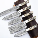 5 pcs Damascus Kitchen Knife set - Pakka Wood handle