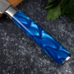 3.5'' Damascus Paring Knife with Blue Resin Handle - Image 6