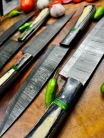 Black & Off White Handles Chef Knives 5 Pcs Set - Image 8