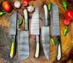 Black & Off White Handles Chef Knives 5 Pcs Set - Image 6