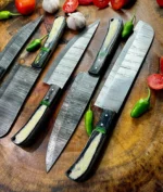 Black & Off White Handles Chef Knives 5 Pcs Set - Image 7