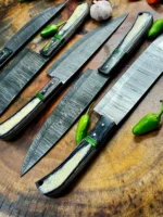 Black & Off White Handles Chef Knives 5 Pcs Set - Image 9