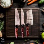 5 Pcs Rosewood Damascus Kitchen Knive Set - Image 4