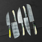 Black & Off White Handles Chef Knives 5 Pcs Set - Image 4