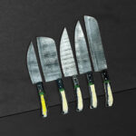 Black & Off White Handles Chef Knives 5 Pcs Set - Image 2