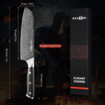 7" Santoku Japanese Knife G10 Handle Style With Case & Sheath - Image 3