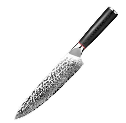 KKDA0315 Damascus Gyuto 192mm 10Cr15CoMoV G10 Handle Hammered - Image 1