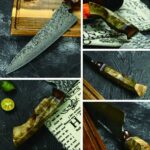 Damascus 10Cr15CoMoV Stabilized Wood Gyuto 212mm - Image 2