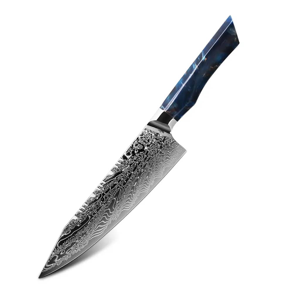 LKJGY10019-1 Damascus 10Cr15CoMoV Kiritsuke Gyuto 205mm Resin Handle - Image 1