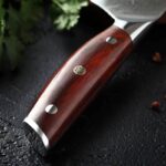 Damascus Clad 10Cr15CoMoV Rosewood Santoku 180 mm LKJSO10005 - Image 2